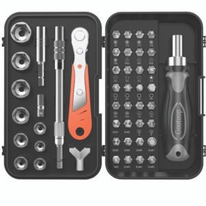 1/4″ Drive Sockets Set with Screwdriver Bits Set 48-Piece Ratchet Wrench