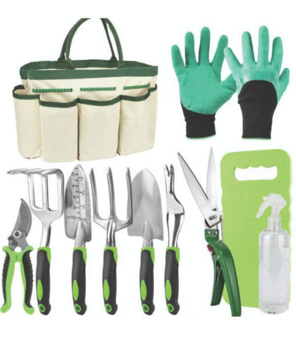 11 Piece Garden Tools Set with Bag Gardening Kit Trowel Secateurs Fork Knee Pad