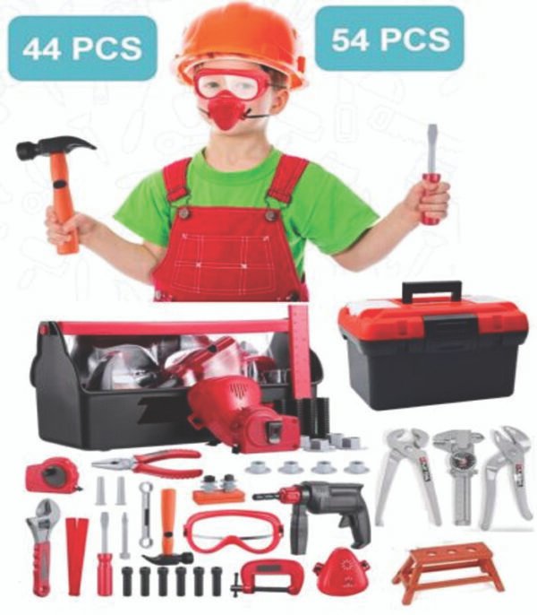 54/44pcs Kids Tool Set Toy Work Drill Tools Building Construction Play Tool Kit