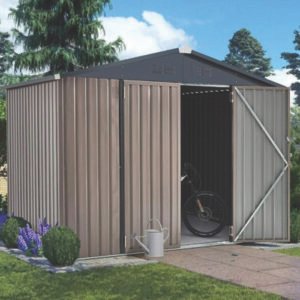 AECOJOY 4’x6’/ 6’x8′ Outdoor Metal Storage Shed for Garden Tools Lockable Door