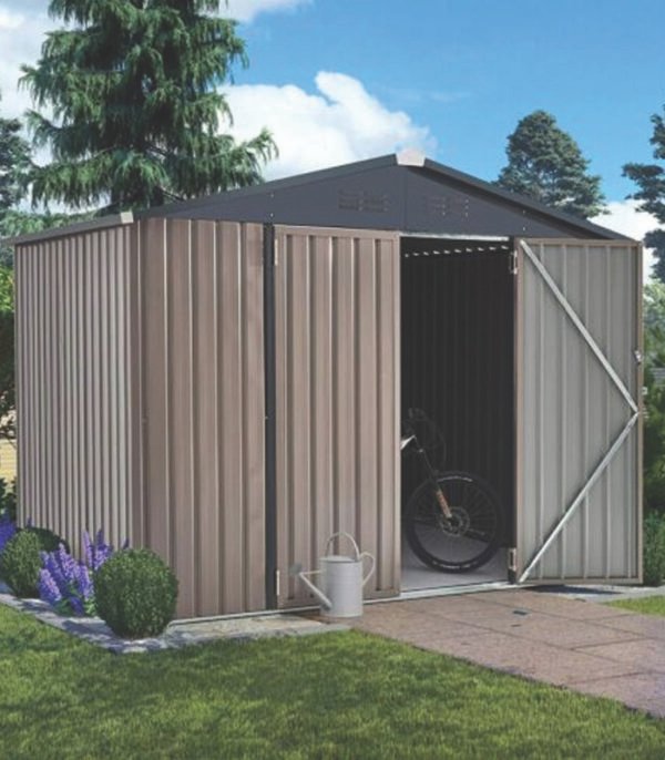 AECOJOY 4’x6’/ 6’x8′ Outdoor Metal Storage Shed for Garden Tools Lockable Door