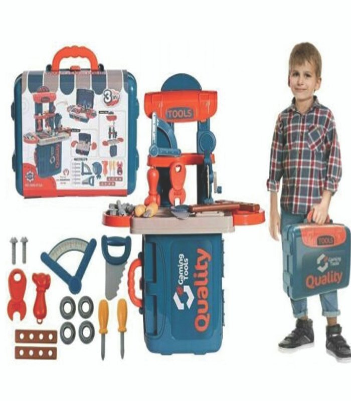 Construction Tool Kit Play Set Children Kids Work Bench Toy Work Station 3 in 1