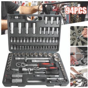 Drive Socket Set 94pcs 1/2 1/4” Ratchet Screwdriver Bits Tool Kit Spanner Handle