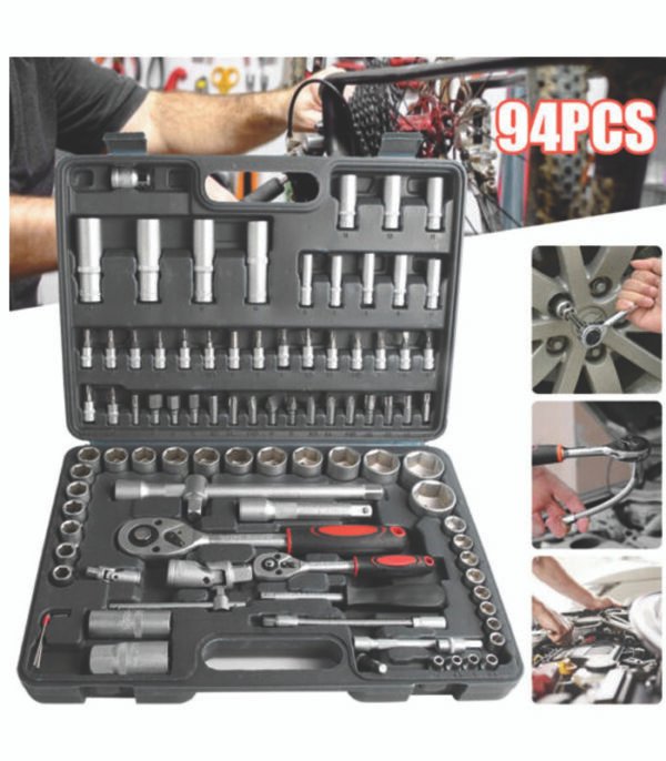 Drive Socket Set 94pcs 1/2 1/4” Ratchet Screwdriver Bits Tool Kit Spanner Handle