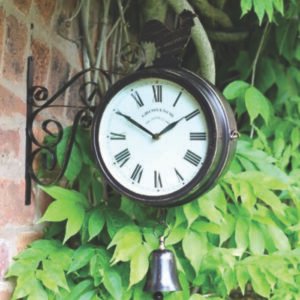 Garden Wall Station Clock Ornament double sided Bracket Rust Copper Effect