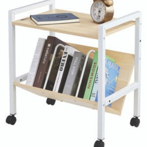 Modern Side Coffee End Table w Customizable Undershelf Bookends & Castors Birch