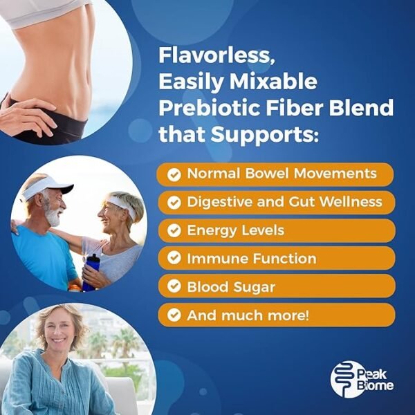 Peak BioBoost – Prebiotic Fiber Supplement – Flavorless Digestive Nutritional Supplements – Easy to Dissolve Prebiotic Powder – No Gluten, Soy or Dairy – 1 Month Supply – 30 Servings - Image 4