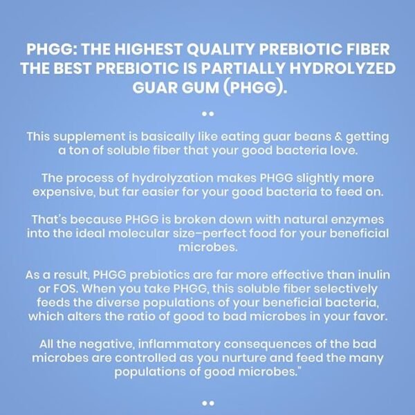 Prebiotic PHGG Partially Hydrolyzed Guar Gum 210g Powder – 100% Natural Gluten Free Non GMO – Certified Kosher Vegetarian Sugar Free - Image 4